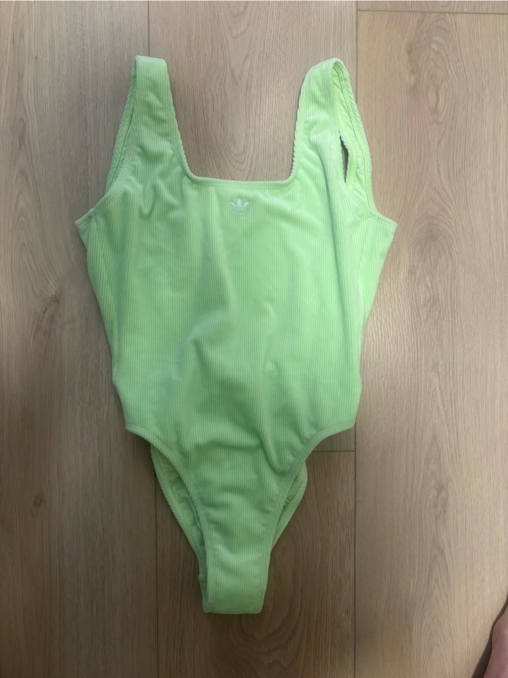 adidas Neon Green Ribbed One-Piece Swimsuit